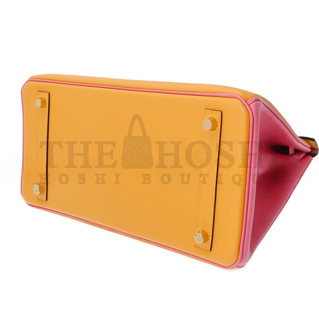 H**me5 BIRKIN 25 EPSOM AMBER LIPSTICK POWDER GOLD BUCKLE BAG H028369CK76 (25*18*13cm) Master Quality